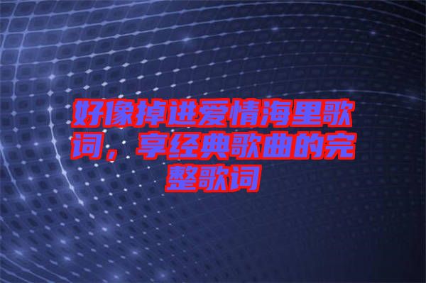 好像掉進(jìn)愛(ài)情海里歌詞，享經(jīng)典歌曲的完整歌詞