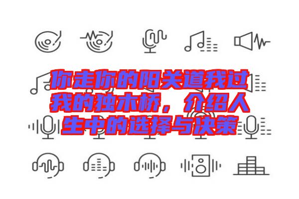 你走你的陽(yáng)關(guān)道我過我的獨(dú)木橋，介紹人生中的選擇與決策