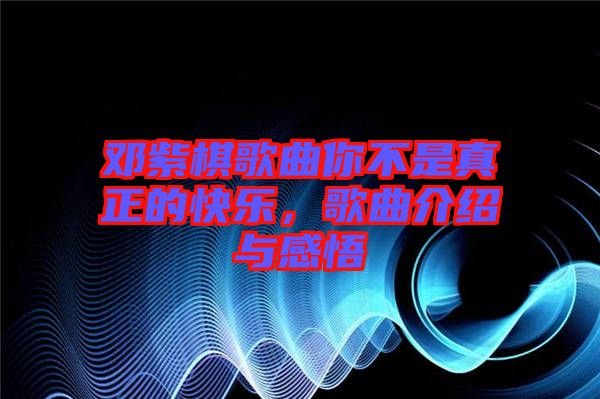 鄧紫棋歌曲你不是真正的快樂，歌曲介紹與感悟