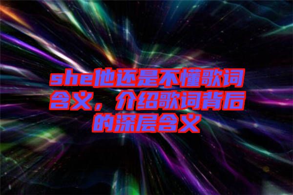 she他還是不懂歌詞含義，介紹歌詞背后的深層含義