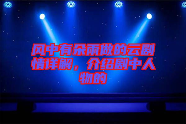 風(fēng)中有朵雨做的云劇情詳解，介紹劇中人物的