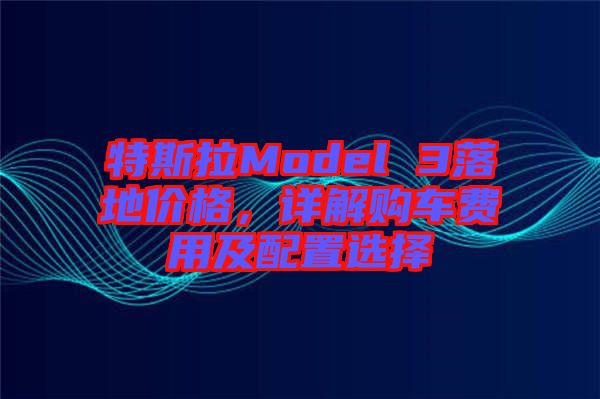 特斯拉Model 3落地價(jià)格，詳解購(gòu)車費(fèi)用及配置選擇