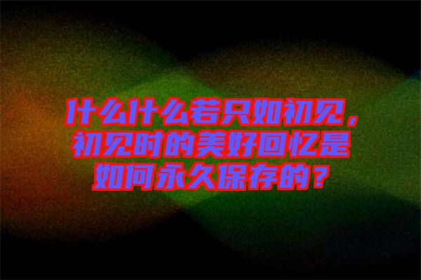 什么什么若只如初見，初見時的美好回憶是如何永久保存的？