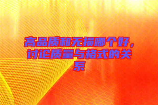 高品質(zhì)和無(wú)損哪個(gè)好，討論質(zhì)量與格式的關(guān)系