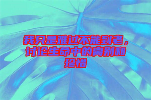 我只是難過不能到老，討論生命中的離別和珍惜