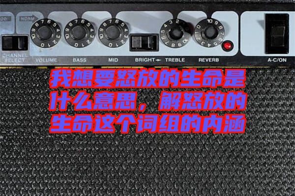 我想要怒放的生命是什么意思，解怒放的生命這個(gè)詞組的內(nèi)涵