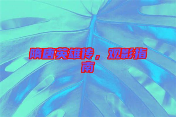 隋唐英雄傳，觀影指南
