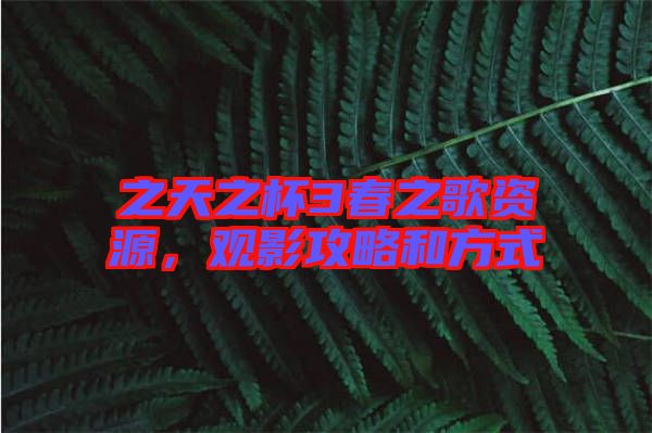 之天之杯3春之歌資源，觀影攻略和方式