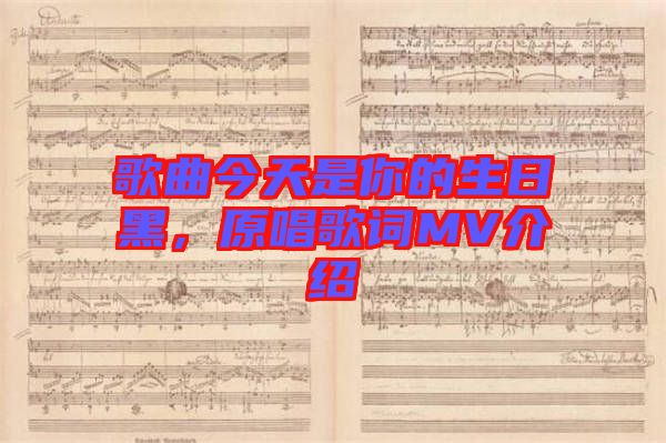 歌曲今天是你的生日黑，原唱歌詞MV介紹