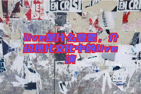 live是什么意思，介紹現(xiàn)代文化中的live演
