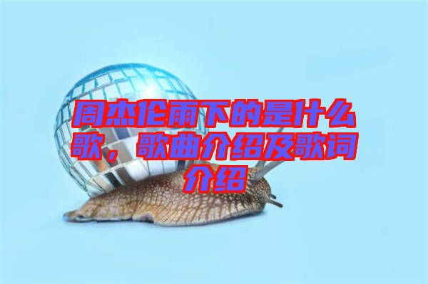 周杰倫雨下的是什么歌，歌曲介紹及歌詞介紹