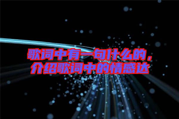 歌詞中有一句什么的，介紹歌詞中的情感達(dá)
