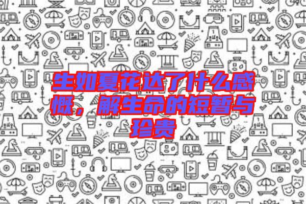生如夏花達(dá)了什么感慨，解生命的短暫與珍貴