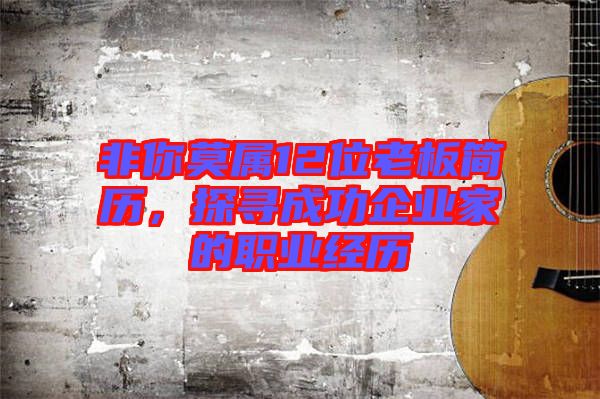非你莫屬12位老板簡歷，探尋成功企業(yè)家的職業(yè)經(jīng)歷