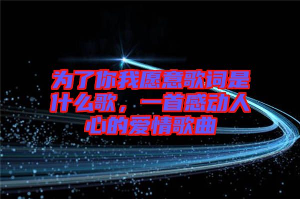 為了你我愿意歌詞是什么歌，一首感動人心的愛情歌曲