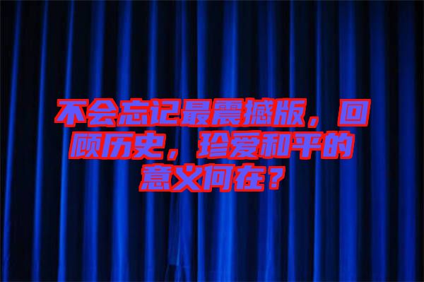 不會忘記最震撼版，回顧歷史，珍愛和平的意義何在？