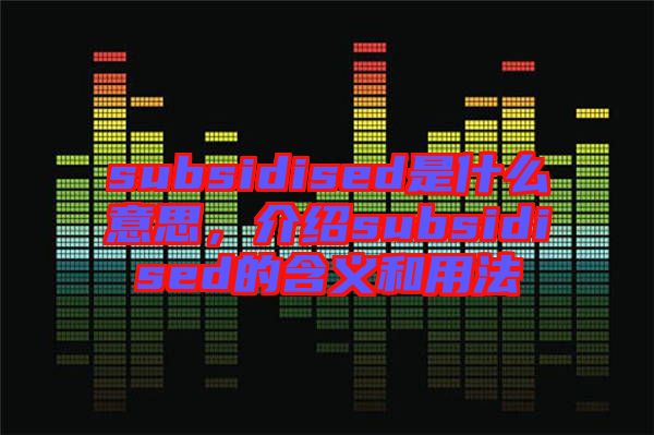 subsidised是什么意思，介紹subsidised的含義和用法