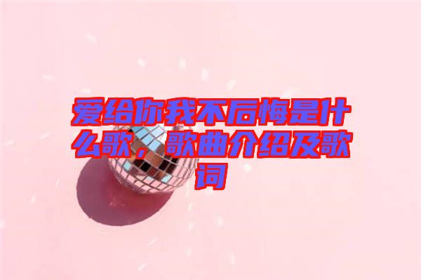 愛給你我不后悔是什么歌，歌曲介紹及歌詞