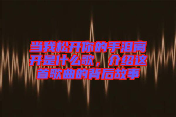 當我松開你的手淚離開是什么歌，介紹這首歌曲的背后故事
