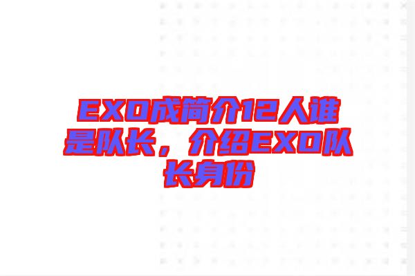 EXO成簡介12人誰是隊長，介紹EXO隊長身份