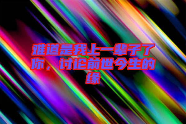 難道是我上一輩子了你，討論前世今生的緣