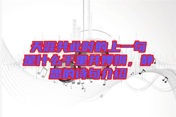 天涯共此時的上一句是什么千里共嬋娟，靜思的詩句介紹