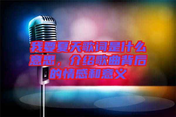 我要夏天歌詞是什么意思，介紹歌曲背后的情感和意義