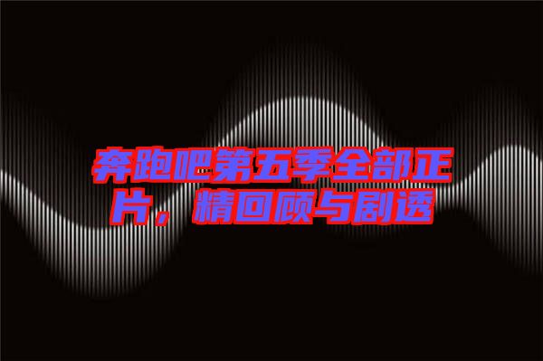 奔跑吧第五季全部正片，精回顧與劇透