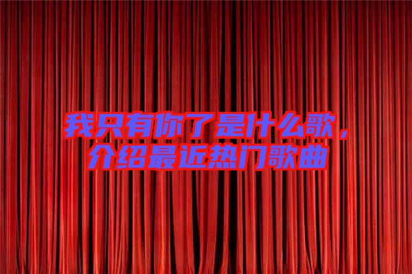 我只有你了是什么歌，介紹最近熱門歌曲