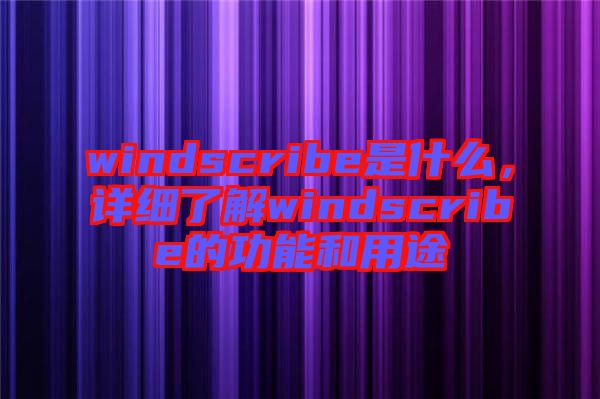 windscribe是什么，詳細了解windscribe的功能和用途