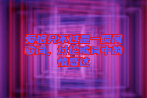 愛恨只不過是一瞬間歌詞，討論歌詞中的情感達(dá)