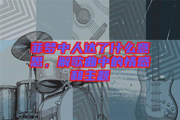 菲夢(mèng)中人達(dá)了什么意思，解歌曲中的情感和主題