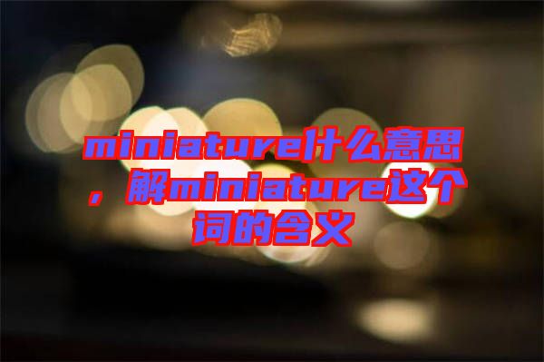 miniature什么意思，解miniature這個詞的含義
