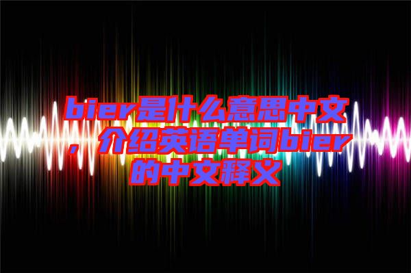 bier是什么意思中文，介紹英語單詞bier的中文釋義