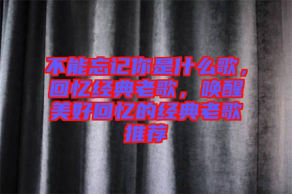 不能忘記你是什么歌，回憶經(jīng)典老歌，喚醒美好回憶的經(jīng)典老歌推薦