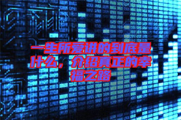 一生所愛講的到底是什么，介紹真正的幸福之路