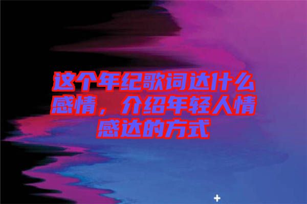 這個年紀歌詞達什么感情，介紹年輕人情感達的方式