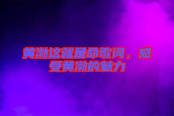 黃渤這就是命歌詞，感受黃渤的魅力
