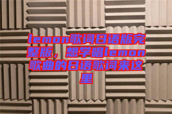 lemon歌詞日語版完整版，想學(xué)唱lemon歌曲的日語歌詞來這里