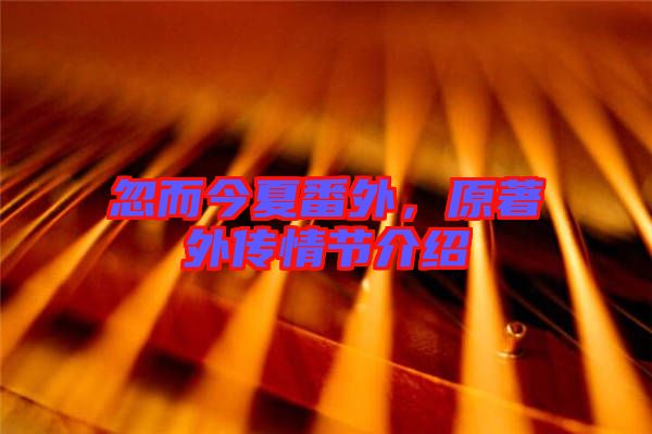 忽而今夏番外，原著外傳情節(jié)介紹