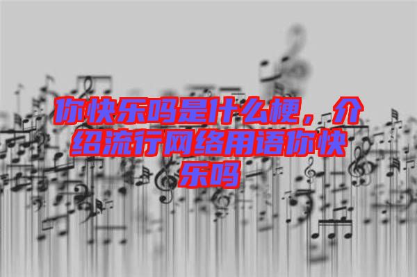 你快樂嗎是什么梗，介紹流行網(wǎng)絡(luò)用語你快樂嗎