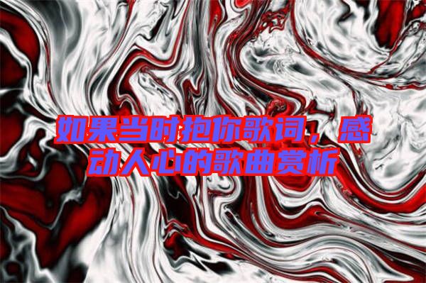 如果當(dāng)時(shí)抱你歌詞，感動人心的歌曲賞析