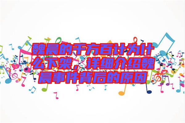 魏晨的千方百計(jì)為什么下架，詳細(xì)介紹魏晨事件背后的原因