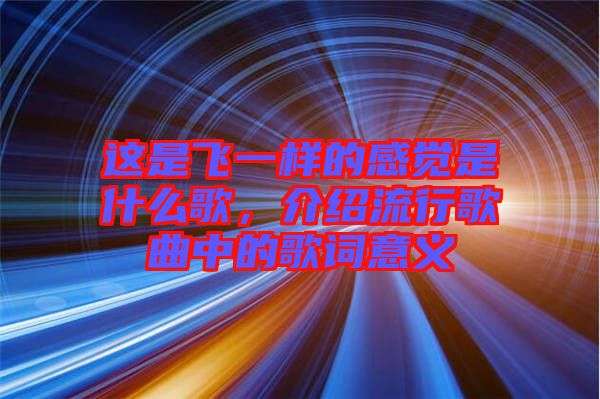 這是飛一樣的感覺(jué)是什么歌，介紹流行歌曲中的歌詞意義