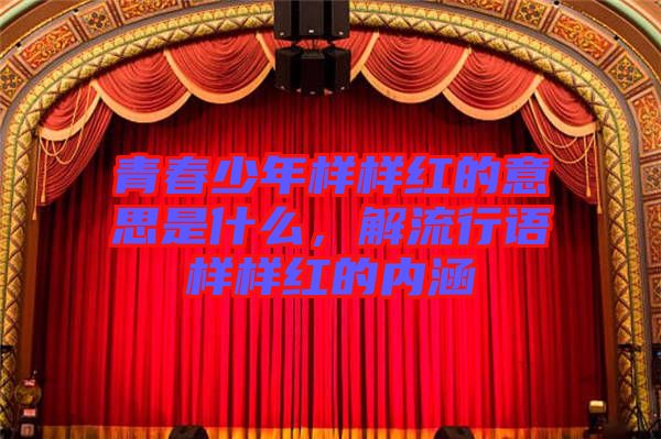 青春少年樣樣紅的意思是什么，解流行語(yǔ)樣樣紅的內(nèi)涵