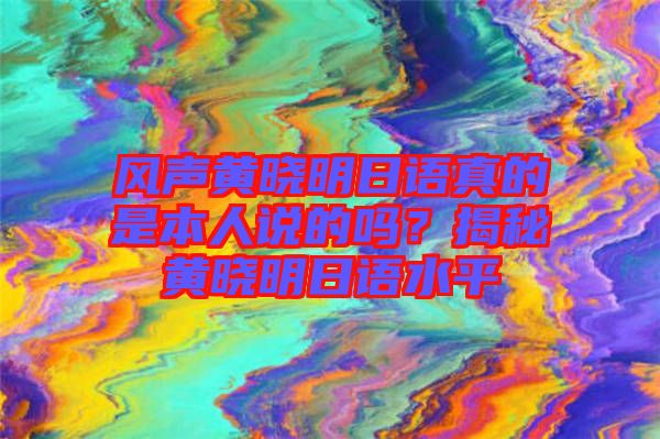 風(fēng)聲黃曉明日語(yǔ)真的是本人說(shuō)的嗎？揭秘黃曉明日語(yǔ)水平