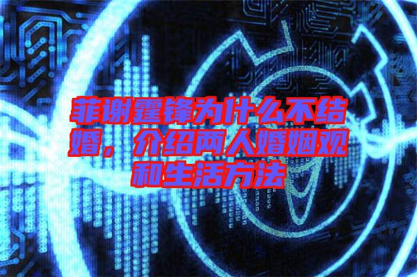 菲謝霆鋒為什么不結(jié)婚，介紹兩人婚姻觀和生活方法
