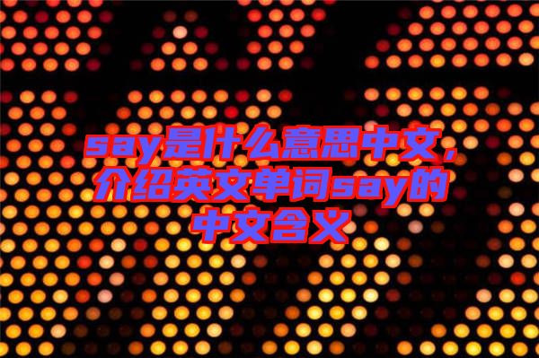 say是什么意思中文，介紹英文單詞say的中文含義