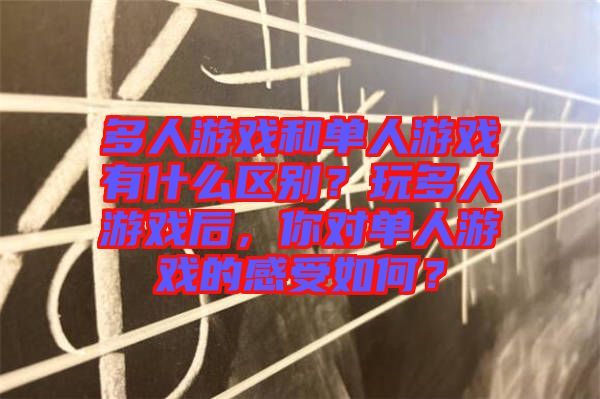 多人游戲和單人游戲有什么區(qū)別？玩多人游戲后，你對單人游戲的感受如何？