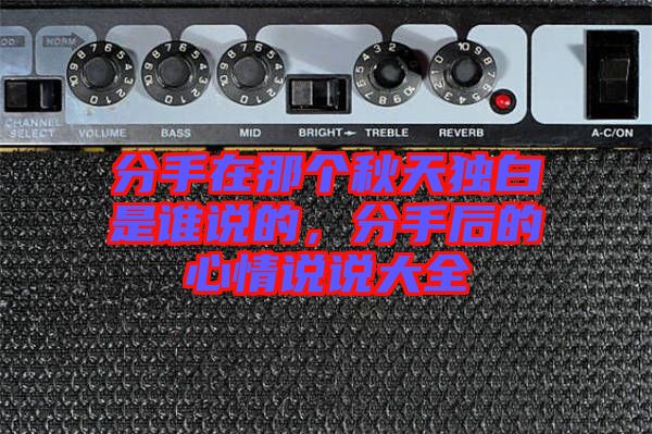 分手在那個秋天獨(dú)白是誰說的，分手后的心情說說大全